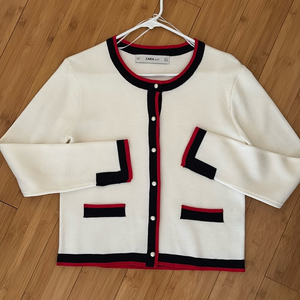 Zara knit with pearl buttons